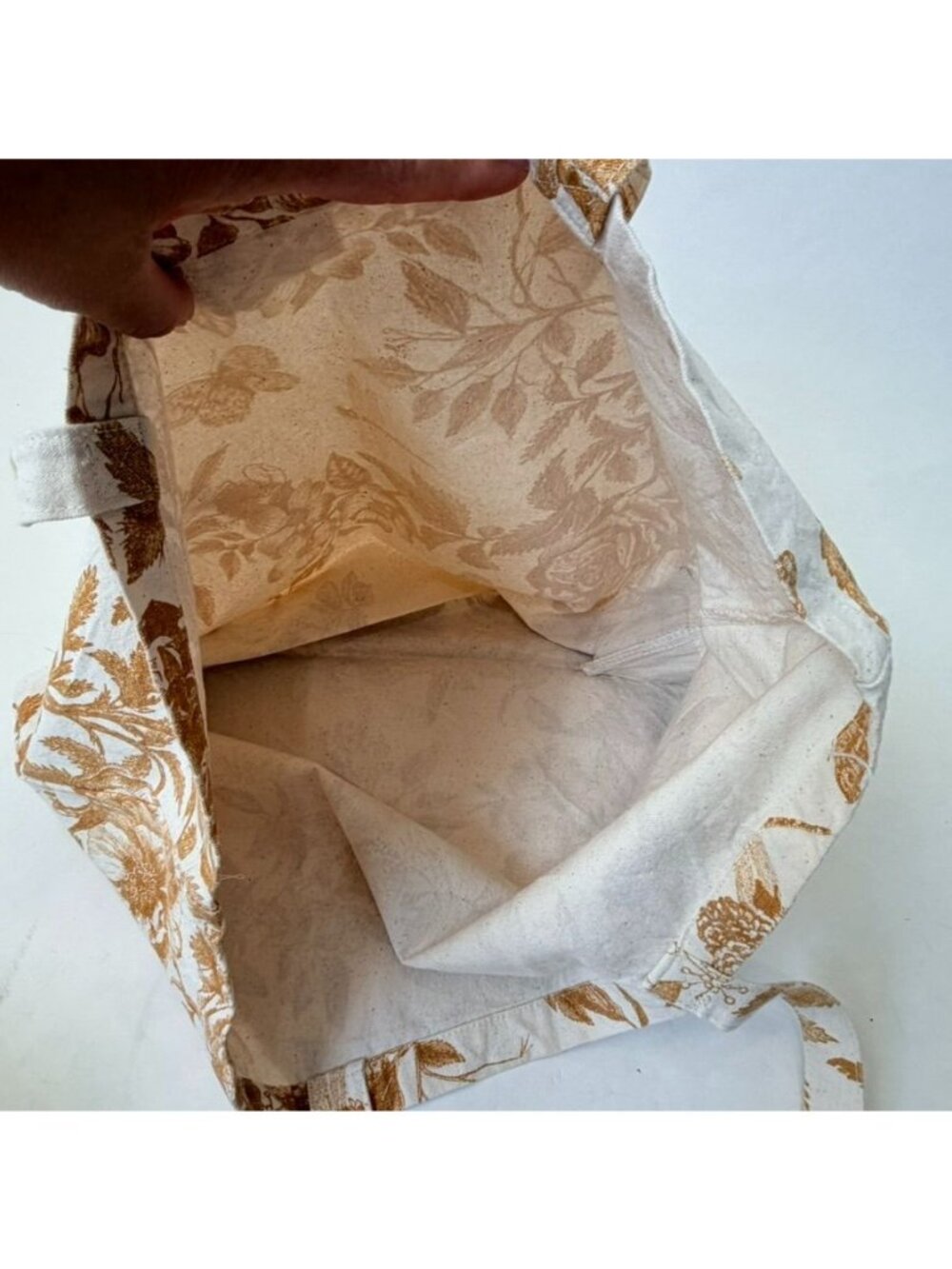 Sézane Organic Cotton Canvas Tote Bag Floral Butterfly Dragonfly Green Yellow - Picture 4 of 8